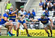 31 July 2021; Michawl Kiely of Waterford has a shot on goal blocked by Padraic Maher of Tipperary during the GAA Hurling All-Ireland Senior Championship Quarter-Final match between Tipperary and Waterford at Pairc Ui Chaoimh in Cork. Photo by Eóin Noonan/Sportsfile