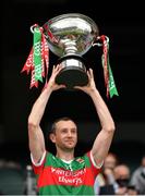 31 July 2021; Mayo captain Keith Higgins lifts the Nicky Rackard Cup after the Nicky Rackard Cup Final match between Tyrone and Mayo at Croke Park in Dublin. Photo by Ray McManus/Sportsfile