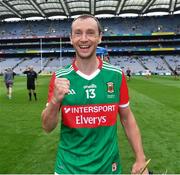 31 July 2021; Mayo captain Keith Higgins celebrates after the Nicky Rackard Cup Final match between Tyrone and Mayo at Croke Park in Dublin.  Photo by Ray McManus/Sportsfile