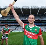 31 July 2021; Keith Higgins of Mayo celebrates after the Nicky Rackard Cup Final match between Tyrone and Mayo at Croke Park in Dublin.  Photo by Harry Murphy/Sportsfile