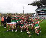 31 July 2021; Mayo players celebrate after the Nicky Rackard Cup Final match between Tyrone and Mayo at Croke Park in Dublin.  Photo by Harry Murphy/Sportsfile