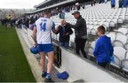31 July 2021; Former Waterford player Dan Shanahan congratulates Austin Gleeson after the GAA Hurling All-Ireland Senior Championship Quarter-Final match between Tipperary and Waterford at Pairc Ui Chaoimh in Cork. Photo by Daire Brennan/Sportsfile
