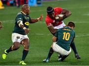 31 July 2021; Maro Itoje of the British and Irish Lions is tackled by Handre Pollard of South Africa during the second test of the British and Irish Lions tour match between South Africa and British and Irish Lions at Cape Town Stadium in Cape Town, South Africa. Photo by Ashley Vlotman/Sportsfile