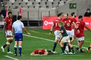 31 July 2021; Dan Biggar of British and Irish Lions lays down with an injury during the second test of the British and Irish Lions tour match between South Africa and British and Irish Lions at Cape Town Stadium in Cape Town, South Africa. Photo by Ashley Vlotman/Sportsfile