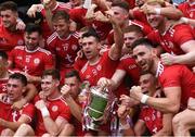 31 July 2021; Tyrone players celebrate with the Anglo Celt Cup after the Ulster GAA Football Senior Championship Final match between Monaghan and Tyrone at Croke Park in Dublin. Photo by Harry Murphy/Sportsfile