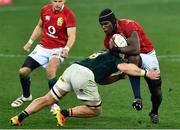 31 July 2021; Maro Itoje of British and Irish Lions is tackled by Jasper Wiese of South Africa during the second test of the British and Irish Lions tour match between South Africa and British and Irish Lions at Cape Town Stadium in Cape Town, South Africa. Photo by Ashley Vlotman/Sportsfile
