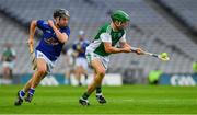 31 July 2021; Tom Keenan of Fermanagh in action against Cillian Sheanon of Cavan during the Lory Meagher Cup Final match between Fermanagh and Cavan at Croke Park in Dublin.  Photo by Ray McManus/Sportsfile
