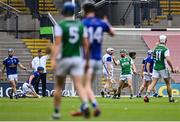 31 July 2021; Tom Keenan of Fermanagh celebrates after scoring his side's first goal during the Lory Meagher Cup Final match between Fermanagh and Cavan at Croke Park in Dublin.  Photo by Sam Barnes/Sportsfile