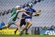 31 July 2021; Mark Moffett of Cavan in action against Dan Teague of Fermanagh during the Lory Meagher Cup Final match between Fermanagh and Cavan at Croke Park in Dublin.  Photo by Sam Barnes/Sportsfile