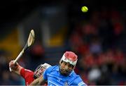 31 July 2021; The ball goes over the heads of Patrick Horgan of Cork and Paddy Smyth of Dublin, for a Cork wide, during the GAA Hurling All-Ireland Senior Championship Quarter-Final match between Dublin and Cork at Semple Stadium in Thurles, Tipperary. Photo by Piaras Ó Mídheach/Sportsfile