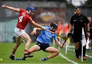 31 July 2021; Donal Burke of Dublin is tackled by Seán O'Donoghue of Cork during the GAA Hurling All-Ireland Senior Championship Quarter-Final match between Dublin and Cork at Semple Stadium in Thurles, Tipperary. Photo by David Fitzgerald/Sportsfile