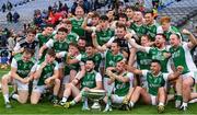31 July 2021; Fermanagh players celebrate with the Lory Meagher Cup after their side's victory in the Lory Meagher Cup Final match between Fermanagh and Cavan at Croke Park in Dublin.  Photo by Sam Barnes/Sportsfile