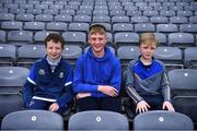 31 July 2021; Monaghan supporters Michael McCabe, 13 years, his cousin Tomás McCabe, 12, and Eoghan McQuillan, all from Latton, after the Ulster GAA Football Senior Championship Final match between Monaghan and Tyrone at Croke Park in Dublin. Photo by Ray McManus/Sportsfile