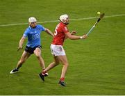 31 July 2021; Tim O'Mahony of Cork in action against Liam Rushe of Dublin during the GAA Hurling All-Ireland Senior Championship Quarter-Final match between Dublin and Cork at Semple Stadium in Thurles, Tipperary. Photo by Piaras Ó Mídheach/Sportsfile