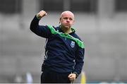 31 July 2021; Fermanagh manager Joe Baldwin celebrates a late point in the Lory Meagher Cup Final match between Fermanagh and Cavan at Croke Park in Dublin.  Photo by Sam Barnes/Sportsfile