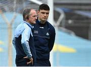 31 July 2021; Dublin manager Mattie Kenny, left, with injured hurler Eoghan O'Donnell before the GAA Hurling All-Ireland Senior Championship Quarter-Final match between Dublin and Cork at Semple Stadium in Thurles, Tipperary. Photo by Piaras Ó Mídheach/Sportsfile