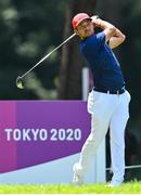 1 August 2021; Xander Schauffele of USA plays his tee shot on the fifth hole during round 4 of the men's individual stroke play at the Kasumigaseki Country Club during the 2020 Tokyo Summer Olympic Games in Kawagoe, Saitama, Japan. Photo by Ramsey Cardy/Sportsfile