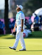 1 August 2021; Hideki Matsuyama of Japan reacts after missing a putt on the 18th green during round 4 of the men's individual stroke play at the Kasumigaseki Country Club during the 2020 Tokyo Summer Olympic Games in Kawagoe, Saitama, Japan. Photo by Ramsey Cardy/Sportsfile
