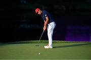 1 August 2021; Collin Morikawa of USA lines up a putt on the 18th during the bronze medal play-off in round 4 of the men's individual stroke play at the Kasumigaseki Country Club during the 2020 Tokyo Summer Olympic Games in Kawagoe, Saitama, Japan. Photo by Ramsey Cardy/Sportsfile