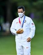 1 August 2021; Gold medalist Xander Schauffele of USA after the men's individual stroke play at the Kasumigaseki Country Club during the 2020 Tokyo Summer Olympic Games in Kawagoe, Saitama, Japan. Photo by Ramsey Cardy/Sportsfile