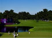 1 August 2021; Xander Schauffele of USA putts on the 18th green to win the men's individual stroke play at the Kasumigaseki Country Club during the 2020 Tokyo Summer Olympic Games in Kawagoe, Saitama, Japan. Photo by Ramsey Cardy/Sportsfile