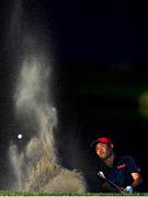 1 August 2021; Collin Morikawa of USA chips out of a bunker on the 18th during the bronze medal play-off in round 4 of the men's individual stroke play at the Kasumigaseki Country Club during the 2020 Tokyo Summer Olympic Games in Kawagoe, Saitama, Japan. Photo by Ramsey Cardy/Sportsfile