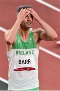 1 August 2021; Thomas Barr of Ireland reacts after finishing fourth in his semifinal of the men's 400 metres hurdles at the Olympic Stadium on day nine of the 2020 Tokyo Summer Olympic Games in Tokyo, Japan. Photo by Brendan Moran/Sportsfile