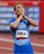 1 August 2021; Alessandro Sibilio of Italy after running a personal best in his semifinal of the men's 400 metres hurdles at the Olympic Stadium on day nine of the 2020 Tokyo Summer Olympic Games in Tokyo, Japan. Photo by Ramsey Cardy/Sportsfile