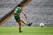 1 August 2021; Niamh O'Sullivan of Meath shoots to score her side's second goal during the TG4 Ladies Football All-Ireland Championship Quarter-Final match between Armagh and Meath at St Tiernach's Park in Clones, Monaghan. Photo by Sam Barnes/Sportsfile