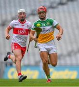 1 August 2021; Brendan Laverty of Derry in action against Killian Sampson of Offaly during the Christy Ring Cup Final match between Derry and Offaly at Croke Park in Dublin. Photo by Piaras Ó Mídheach/Sportsfile