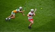 1 August 2021; Odhran McKeever of Derry in action against Paddy Delaney of Offaly during the Christy Ring Cup Final match between Derry and Offaly at Croke Park in Dublin.  Photo by Daire Brennan/Sportsfile