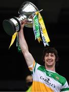 1 August 2021; Offaly captain Ben Conneely lifts the Christy Ring Cup at the presentation after the Christy Ring Cup Final match between Derry and Offaly at Croke Park in Dublin. Photo by Ray McManus/Sportsfile