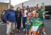 1 August 2021; Bronze medallist Aifric Keogh with family at Dublin Airport as Team Ireland's rowers return from the Tokyo 2020 Olympic Games. Photo by David Fitzgerald/Sportsfile