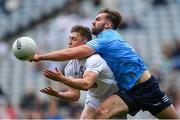 1 August 2021; Jimmy Hyland of Kildare prepares to claim a mark ahead of Seán McMahon of Dublin during the Leinster GAA Football Senior Championship Final match between Dublin and Kildare at Croke Park in Dublin. Photo by Piaras Ó Mídheach/Sportsfile