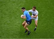 1 August 2021; David Byrne of Dublin in action against Jimmy Hyland of Kildare during the Leinster GAA Football Senior Championship Final match between Dublin and Kildare at Croke Park in Dublin. Photo by Daire Brennan/Sportsfile