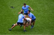 1 August 2021; Kevin Flynn of Kildare in action against Dublin players, left to right, James McCarthy, Brian Howard, and Niall Scully during the Leinster GAA Football Senior Championship Final match between Dublin and Kildare at Croke Park in Dublin. Photo by Daire Brennan/Sportsfile
