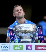 1 August 2021; Dublin captain Jonny Cooper lifts the Delaney cup after the Leinster GAA Football Senior Championship Final match between Dublin and Kildare at Croke Park in Dublin. Photo by Ray McManus/Sportsfile