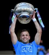 1 August 2021; Dublin captain Jonny Cooper lifts the Delaney cup after the Leinster GAA Football Senior Championship Final match between Dublin and Kildare at Croke Park in Dublin. Photo by Ray McManus/Sportsfile