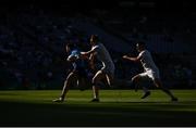 1 August 2021; Colm Basquel of Dublin in action against Aaron Masterson of Kildare during the Leinster GAA Football Senior Championship Final match between Dublin and Kildare at Croke Park in Dublin. Photo by Harry Murphy/Sportsfile