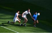 1 August 2021; Colm Basquel of Dublin in action against Mick O'Grady, left, and Aaron Masterson of Kildare during the Leinster GAA Football Senior Championship Final match between Dublin and Kildare at Croke Park in Dublin. Photo by Daire Brennan/Sportsfile