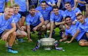 1 August 2021; Dublin players celebrate with the Delaney Cup after the Leinster GAA Football Senior Championship Final match between Dublin and Kildare at Croke Park in Dublin. Photo by Piaras Ó Mídheach/Sportsfile