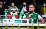 31 July 2021; The Fermanagh captain John Duffy speaking after lifting the Lory Meagher Cup following the Lory Meagher Cup Final match between Fermanagh and Cavan at Croke Park in Dublin Photo by Ray McManus/Sportsfile
