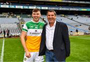 1 August 2021; Chairman of the Offaly County Board Michael Duignan with his son Brian Duignan of Offaly after the Christy Ring Cup Final match between Derry and Offaly at Croke Park in Dublin. Photo by Ray McManus/Sportsfile Photo by Ray McManus/Sportsfile