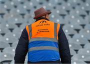 1 August 2021; A Maor walks through the seats in the Cusack Stand during the Christy Ring Cup Final match between Derry and Offaly at Croke Park in Dublin.  Photo by Ray McManus/Sportsfile