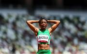 2 August 2021; Lorene Dorcas Bazolo of Portugal after finishing 2nd place in her heat of the women's 200 metre at the Olympic Stadium on day ten of the 2020 Tokyo Summer Olympic Games in Tokyo, Japan. Photo by Ramsey Cardy/Sportsfile