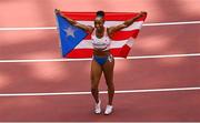 2 August 2021; Jasmine Camacho-Quinn of Puerto Rico celebrates after winning the women's 100 metre hurdles final at the Olympic Stadium on day ten of the 2020 Tokyo Summer Olympic Games in Tokyo, Japan. Photo by Ramsey Cardy/Sportsfile
