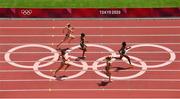 2 August 2021; Crystal Emmanuel of Canada, right, on her way to winning her heat of the women's 200 metre round 1 ahead of 2nd place Beth Dobbin of Great Britain, 3rd place Elaine Thompson-Herah of Jamaica, 4th place Imke Vervaet of Belgium and 5th place Phil Healy of Ireland at the Olympic Stadium on day ten of the 2020 Tokyo Summer Olympic Games in Tokyo, Japan. Photo by Ramsey Cardy/Sportsfile