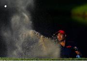 1 August 2021; Collin Morikawa of USA chips out of a bunker on the 18th during the bronze medal play-off in round 4 of the men's individual stroke play at the Kasumigaseki Country Club during the 2020 Tokyo Summer Olympic Games in Kawagoe, Saitama, Japan. Photo by Ramsey Cardy/Sportsfile