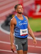 1 August 2021; Rasmus Mägi of Estonia before his semi-final of the men's 400 metres hurdles at the Olympic Stadium on day nine of the 2020 Tokyo Summer Olympic Games in Tokyo, Japan. Photo by Ramsey Cardy/Sportsfile