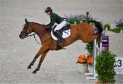 2 August 2021; Sarah Ennis of Ireland riding Horseware Woodcourt Garrison during the eventing jumping team final and individual qualifier at the Equestrian Park during the 2020 Tokyo Summer Olympic Games in Tokyo, Japan. Photo by Brendan Moran/Sportsfile